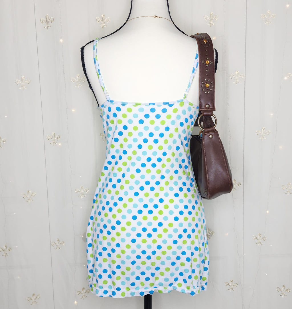 Y2K Blue N' Green Babydoll Mini Dress with Adjustable Straps