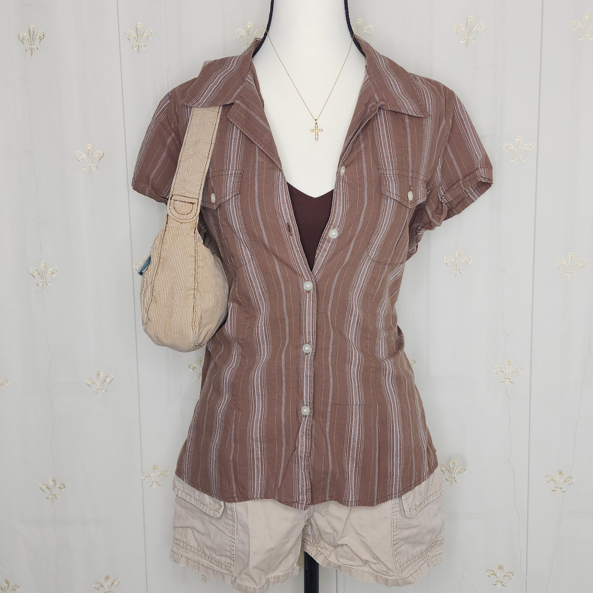 Brown Striped Button-Up Flannel