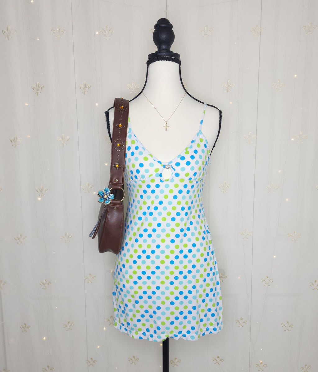 Y2K Blue N' Green Babydoll Mini Dress with Adjustable Straps