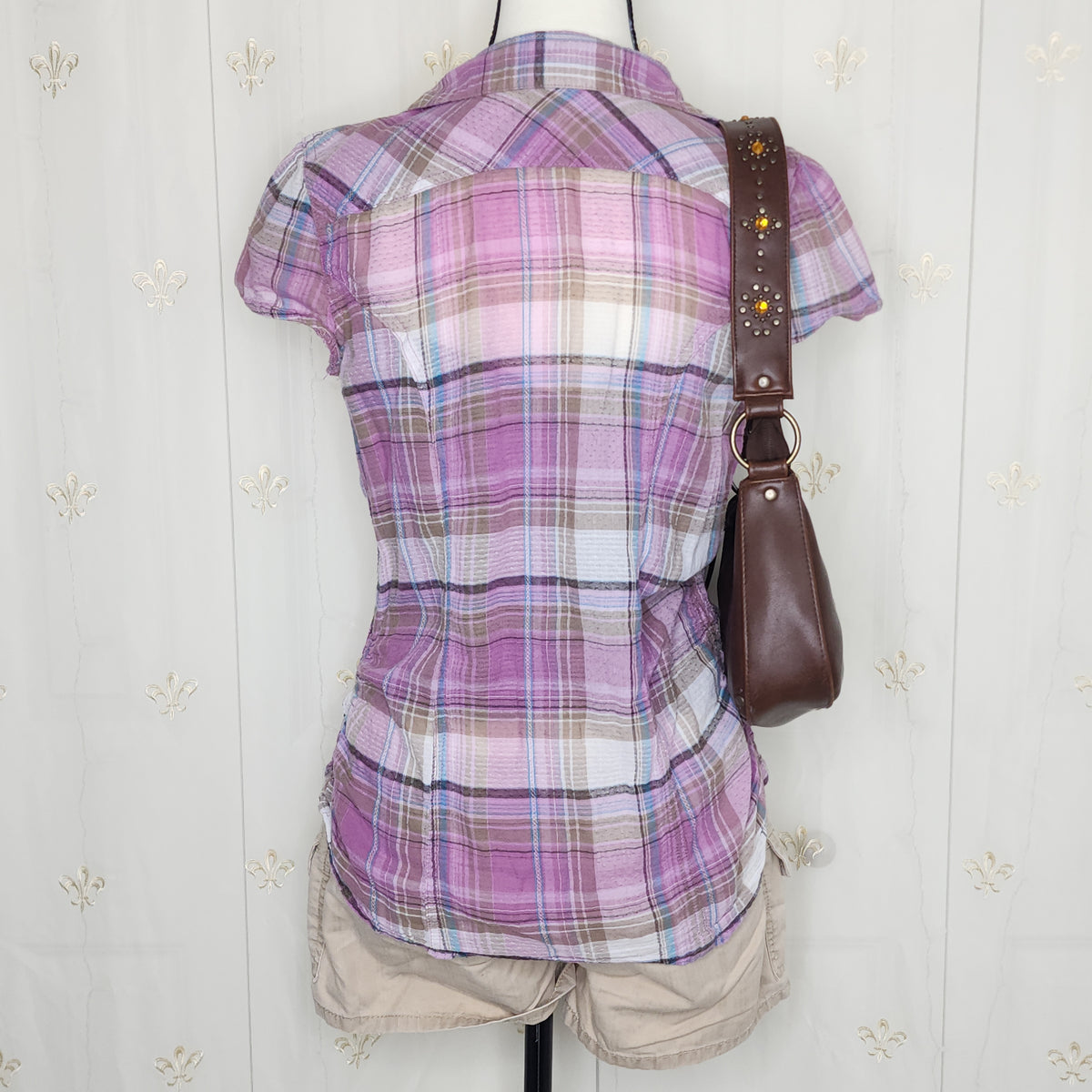 Purple Plaid Babydoll Button-Up Flannel