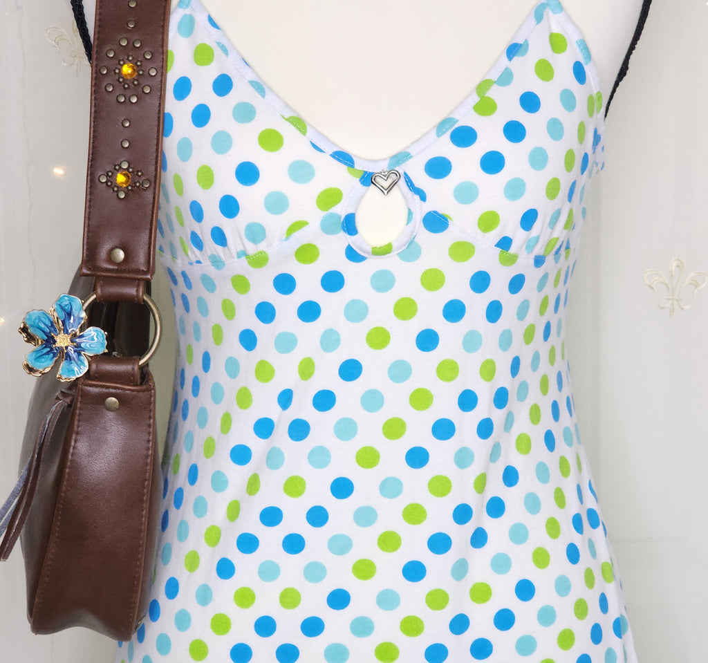 Y2K Blue N' Green Babydoll Mini Dress with Adjustable Straps