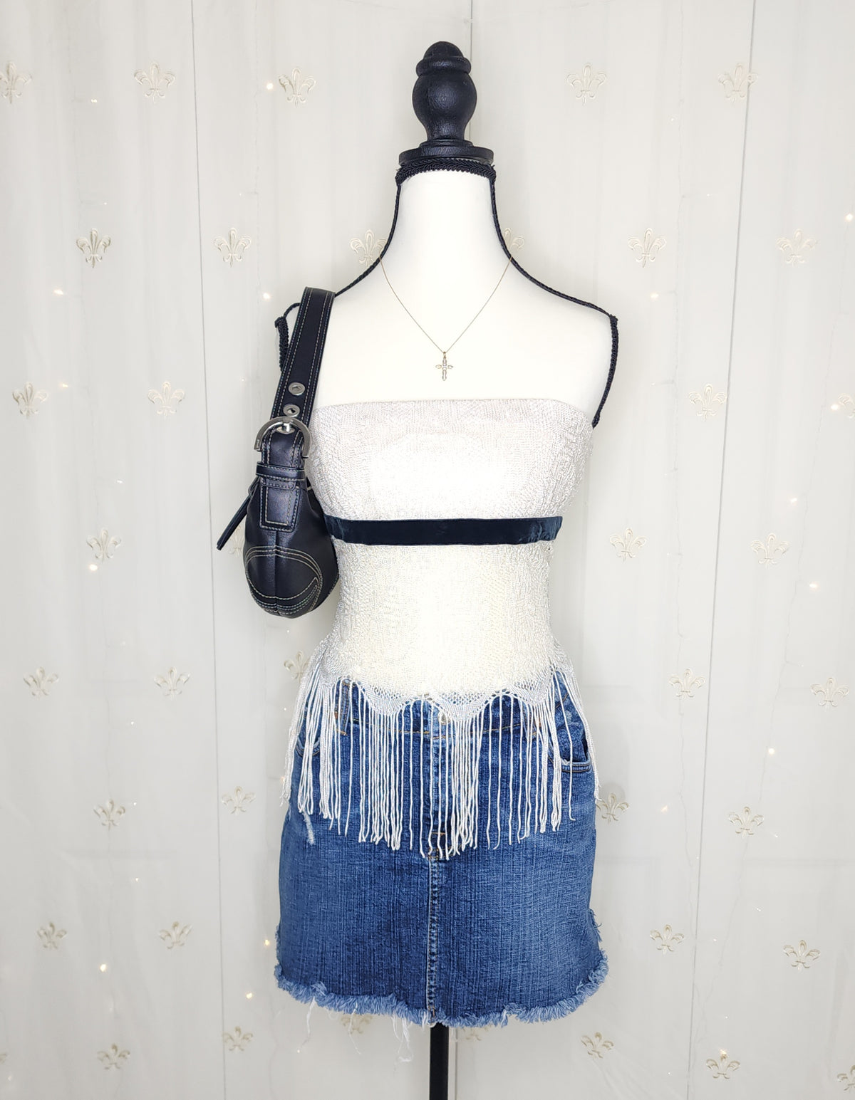Y2K Charolette Russe Boho Woven Fringed Detailing Tube Top