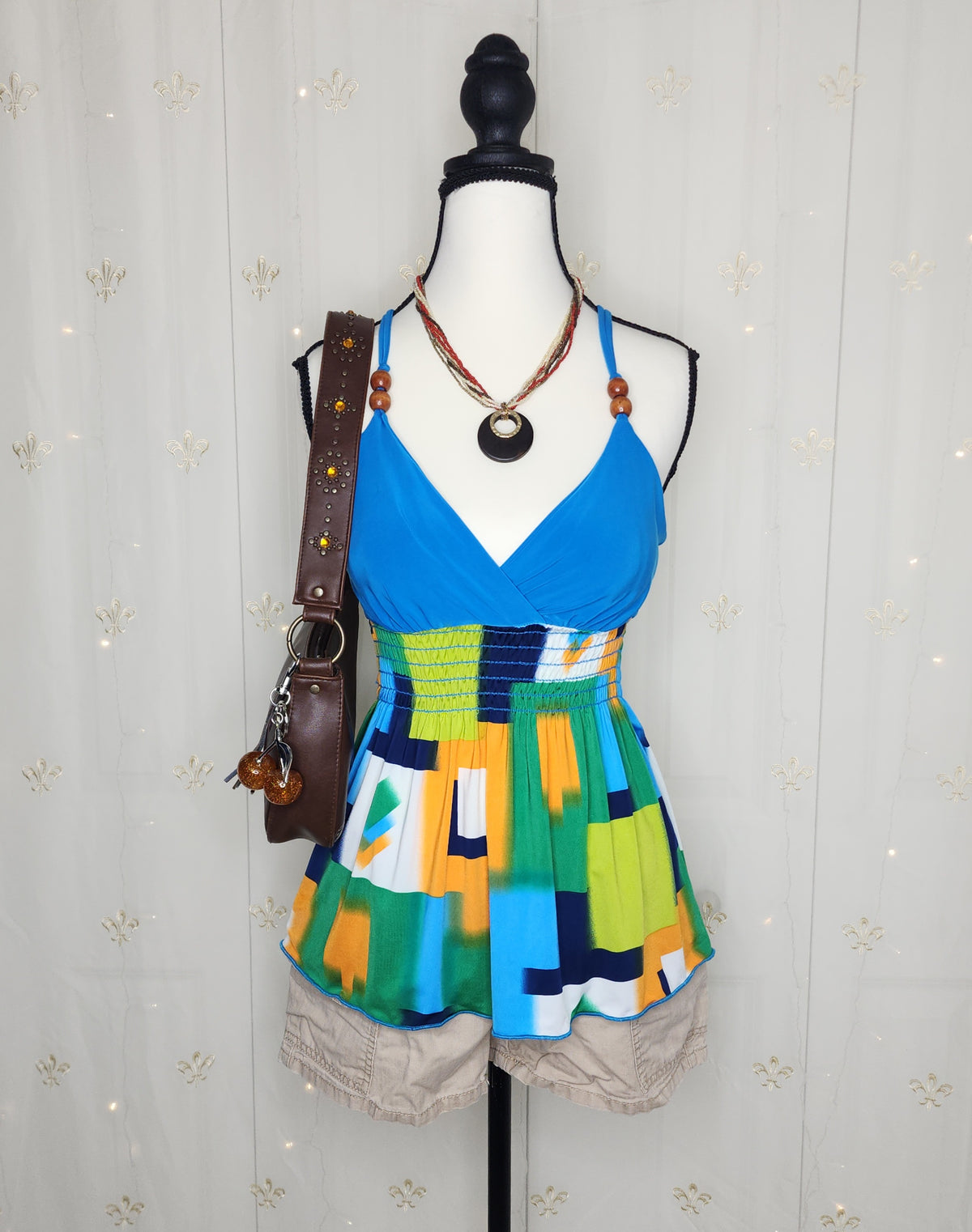 Y2K Babydoll Unique Colorful Spaghetti Strapped Flowy Top